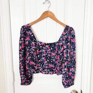NWT Zara Cropped Floral Top Size Small